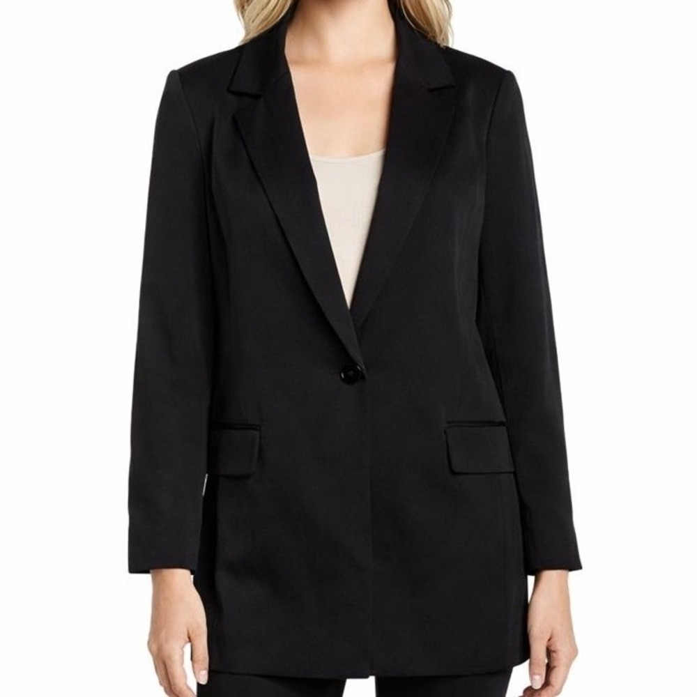Joie Black Longline Blazer 12 One Button Corporate Goth Office Siren Suit Jacket